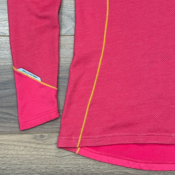 Helly Hanson Training Merino Wool Blend Quarter Zip Pullover Pink/Yellow Medium - Picture 4 of 14